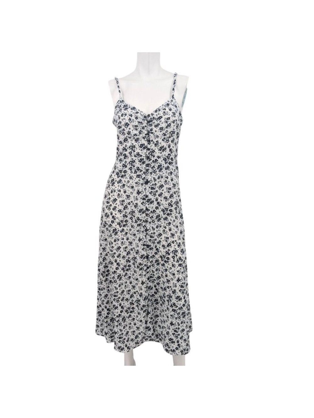 Floral Button Front Midi Slip Dress Smocked Back Coquette Cottage Prairie Medium